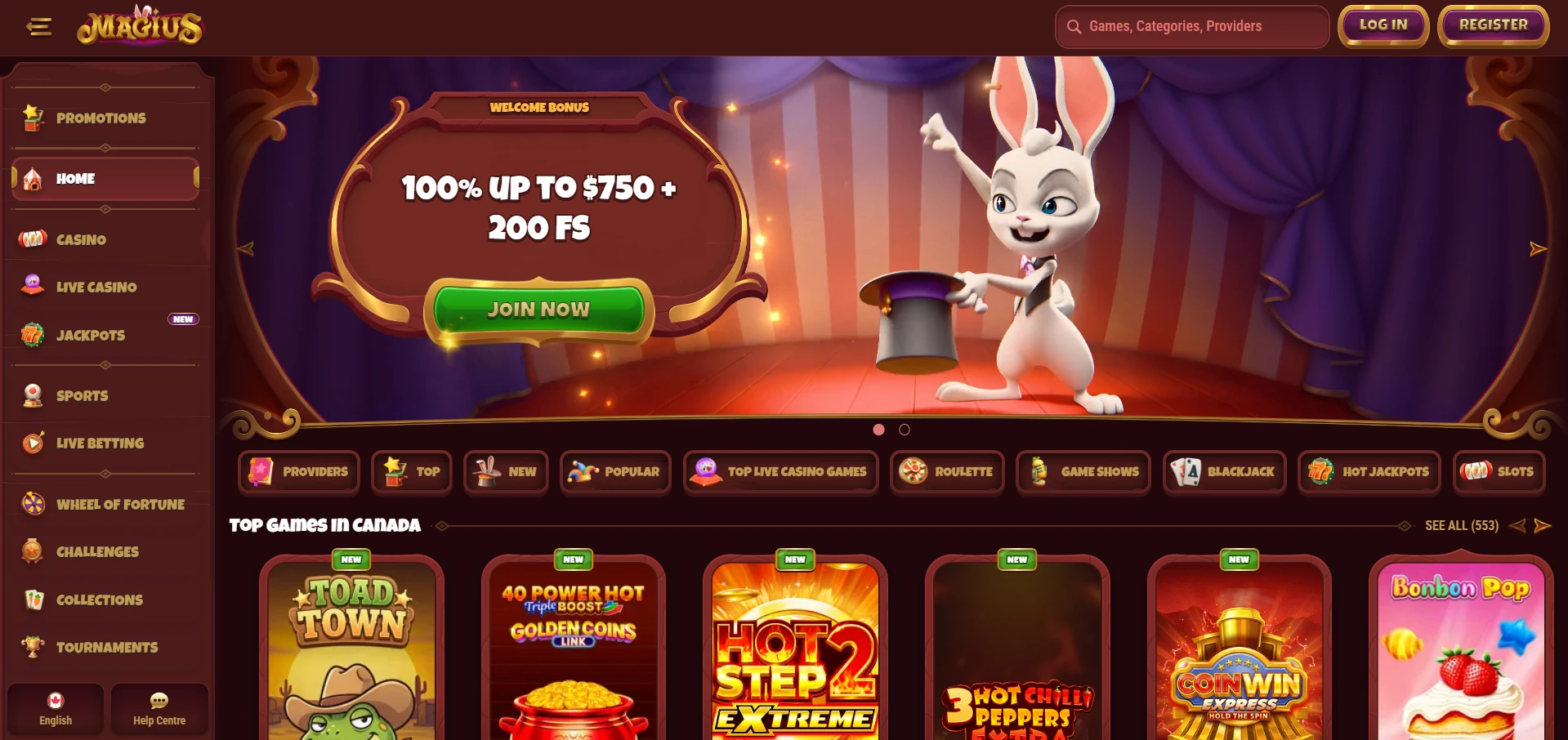 Screenshot of Magius main page